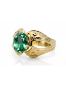 14K Yellow gold Emerald Ring Vintage style vrc135y
